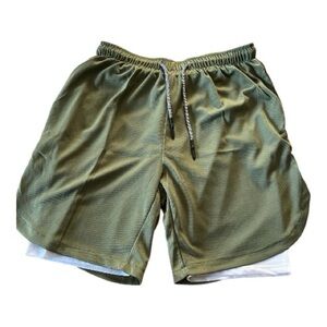 Men’s Olive Green Athletic Shorts – Size XXL